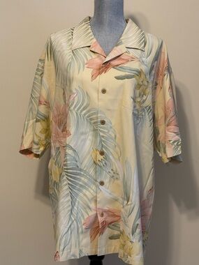 Tommy Bahama Silk Tropical Floral Button-Up Shirt in Pastel Shades